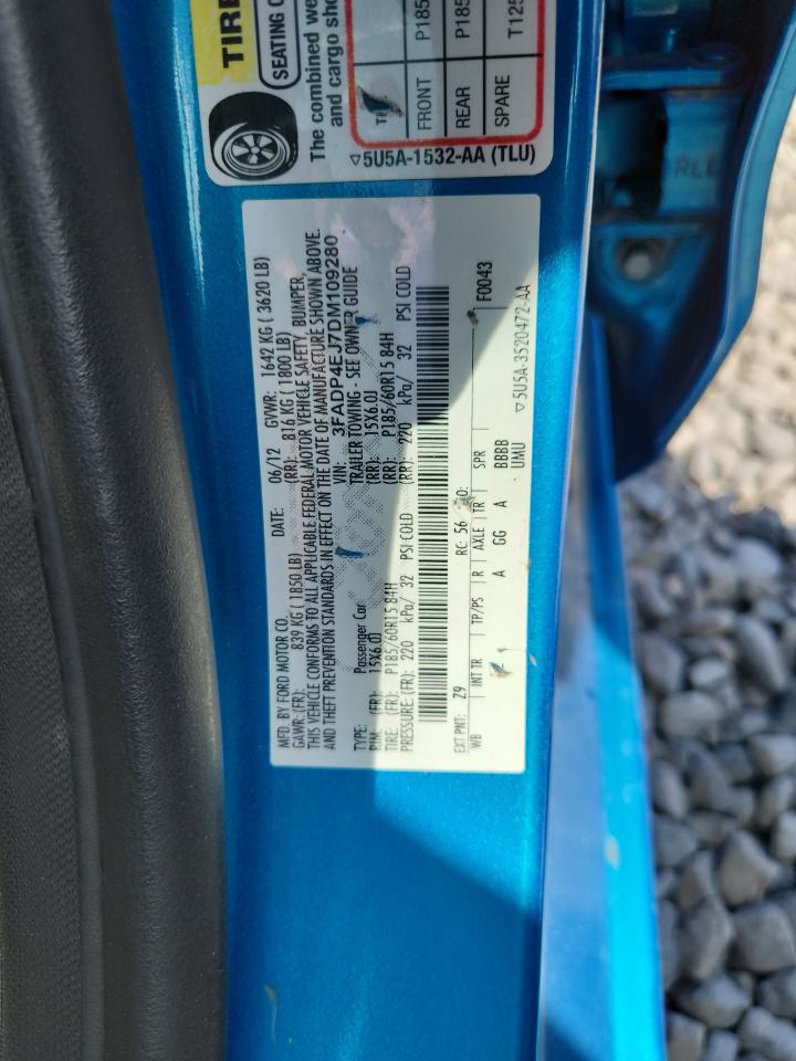 2013 Ford Fiesta Se VIN: 3FADP4EJ7DM109280 Lot: 72001765