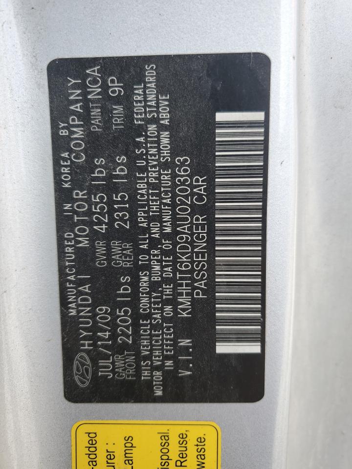 2010 Hyundai Genesis Coupe 2.0T VIN: KMHHT6KD9AU020363 Lot: 81842285