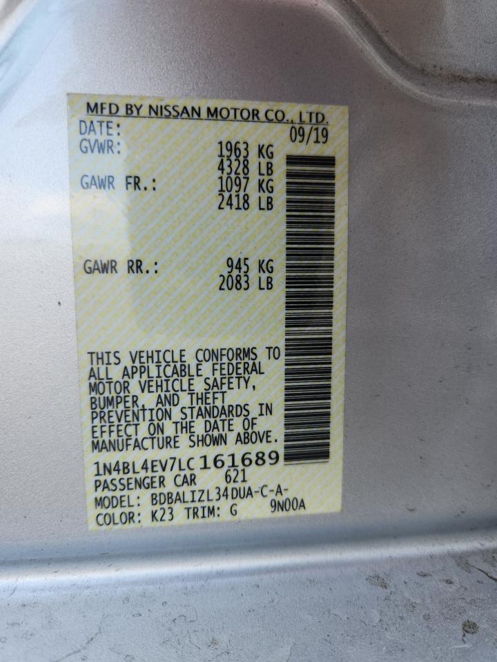 2020 Nissan Altima Sl VIN: 1N4BL4EV7LC161689 Lot: 81068045