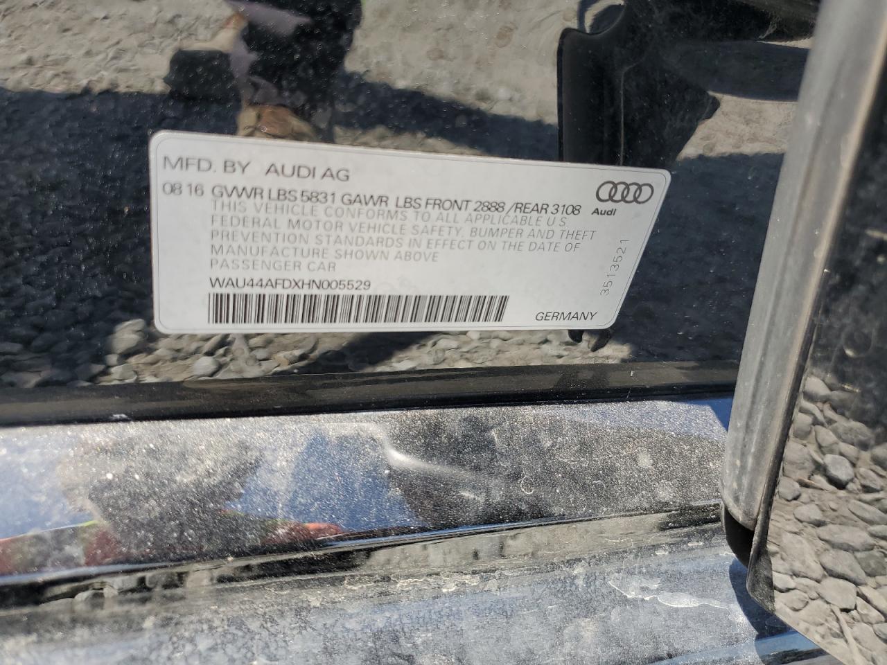 2017 Audi A8 L Quattro VIN: WAU44AFDXHN005529 Lot: 80392045