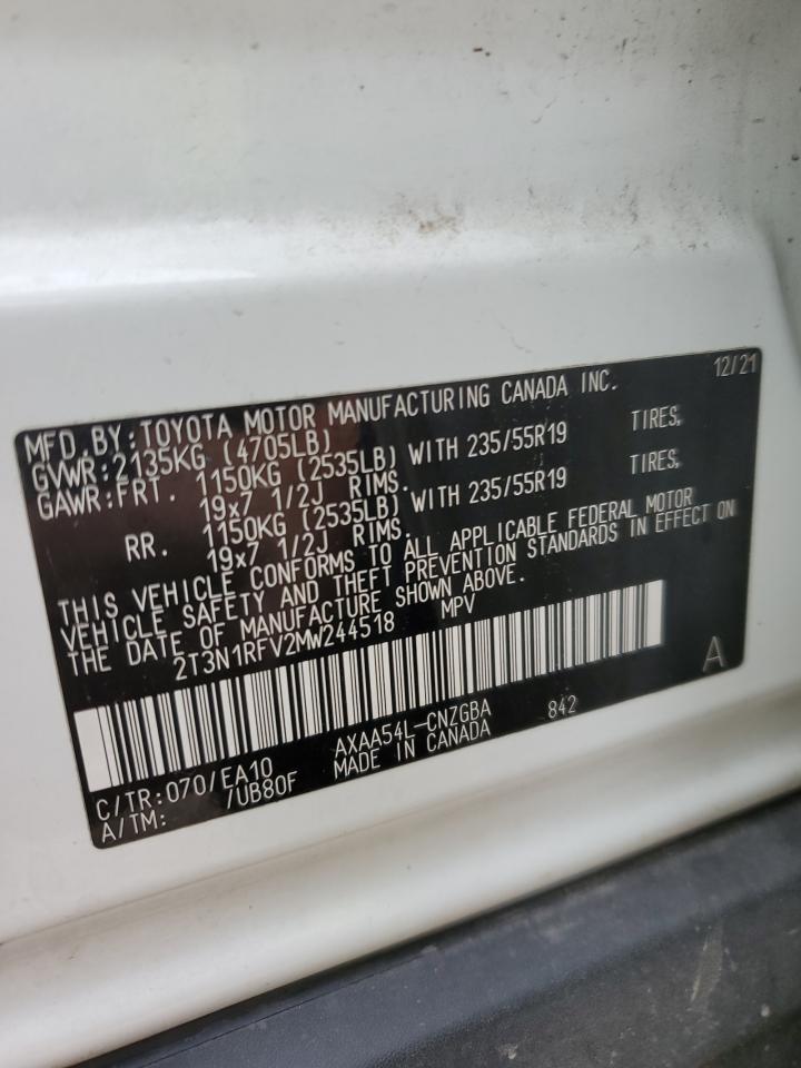 2021 Toyota Rav4 Limited VIN: 2T3N1RFV2MW244518 Lot: 80688985