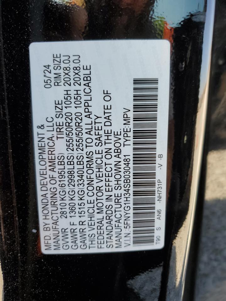 2025 Honda Pilot Sport VIN: 5FNYG1H34SB030481 Lot: 80369395