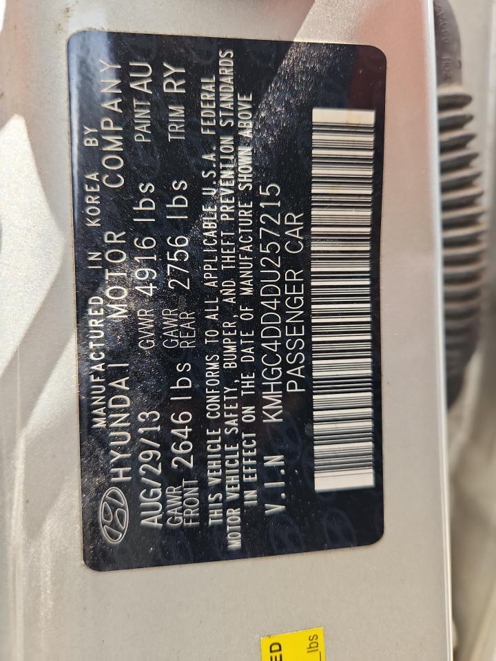 2013 Hyundai Genesis 3.8L VIN: KMHGC4DD4DU257215 Lot: 70914985