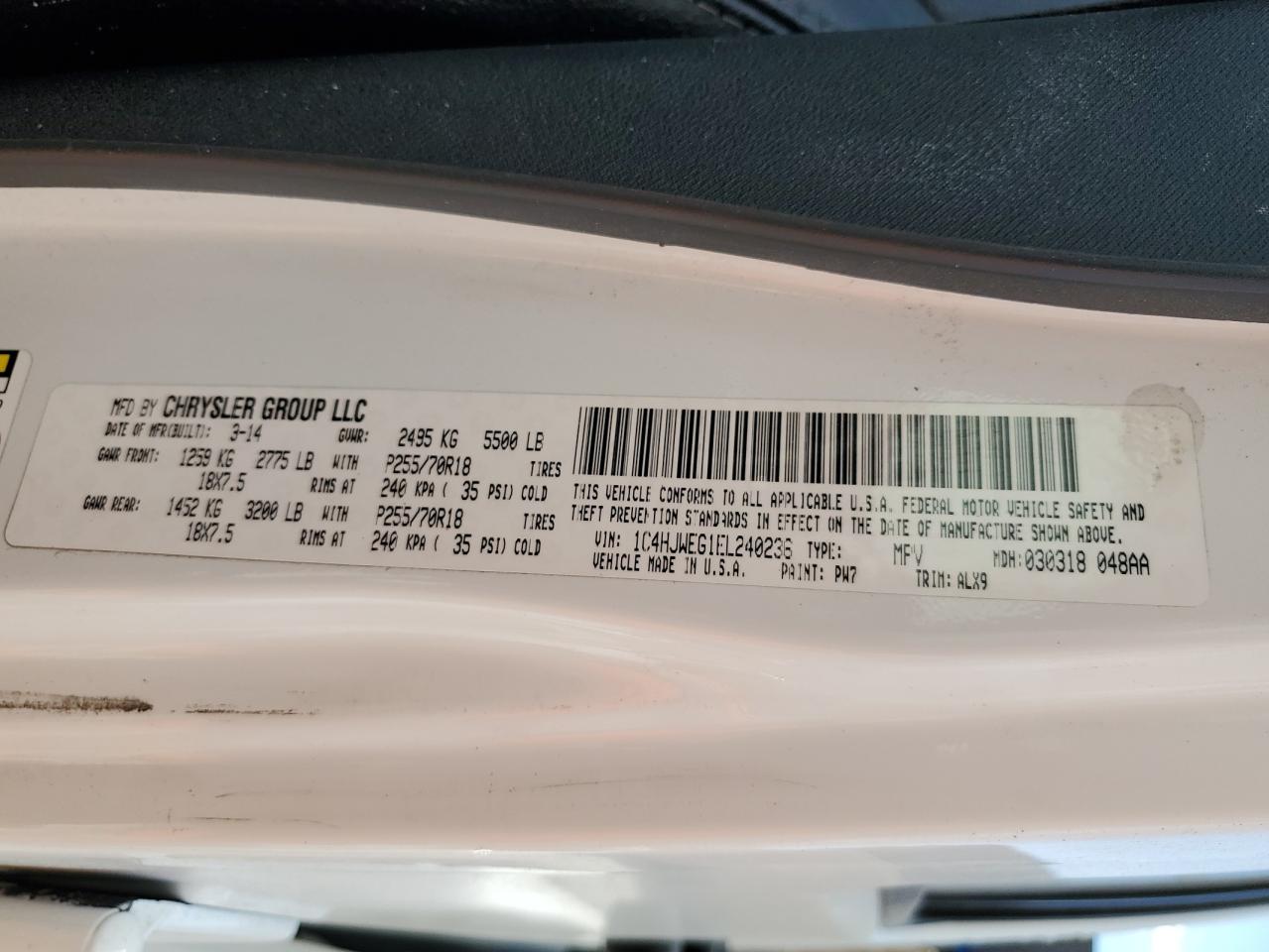 2014 Jeep Wrangler Unlimited Sahara VIN: 1C4HJWEG1EL240236 Lot: 70672535