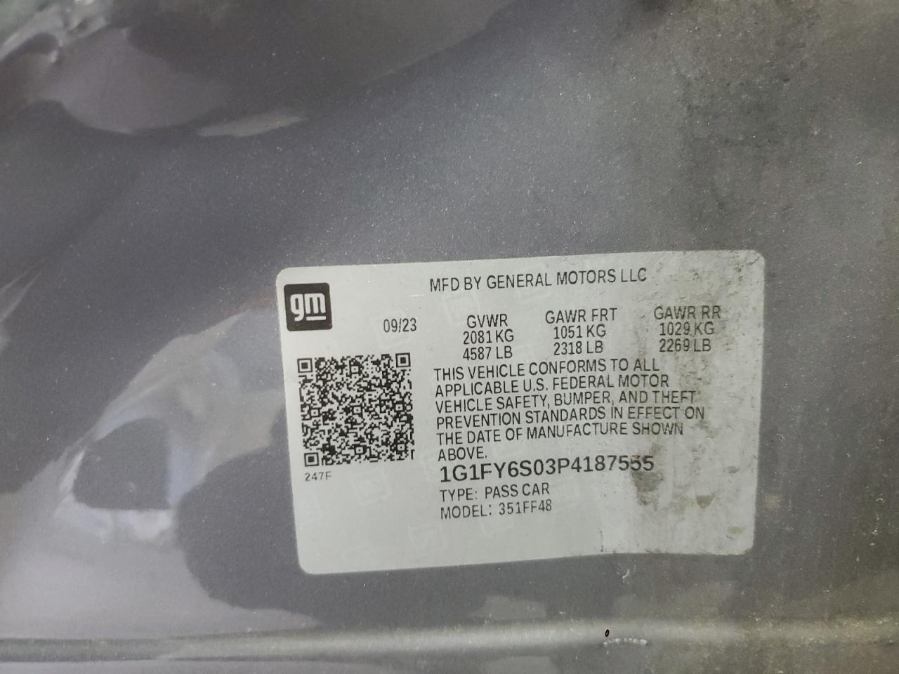 2023 Chevrolet Bolt Euv Lt VIN: 1G1FY6S03P4187555 Lot: 80649435