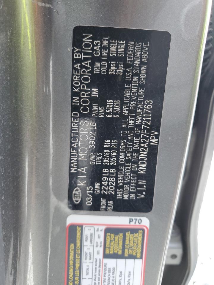 2015 Kia Soul VIN: KNDJN2A27F7211763 Lot: 71089535