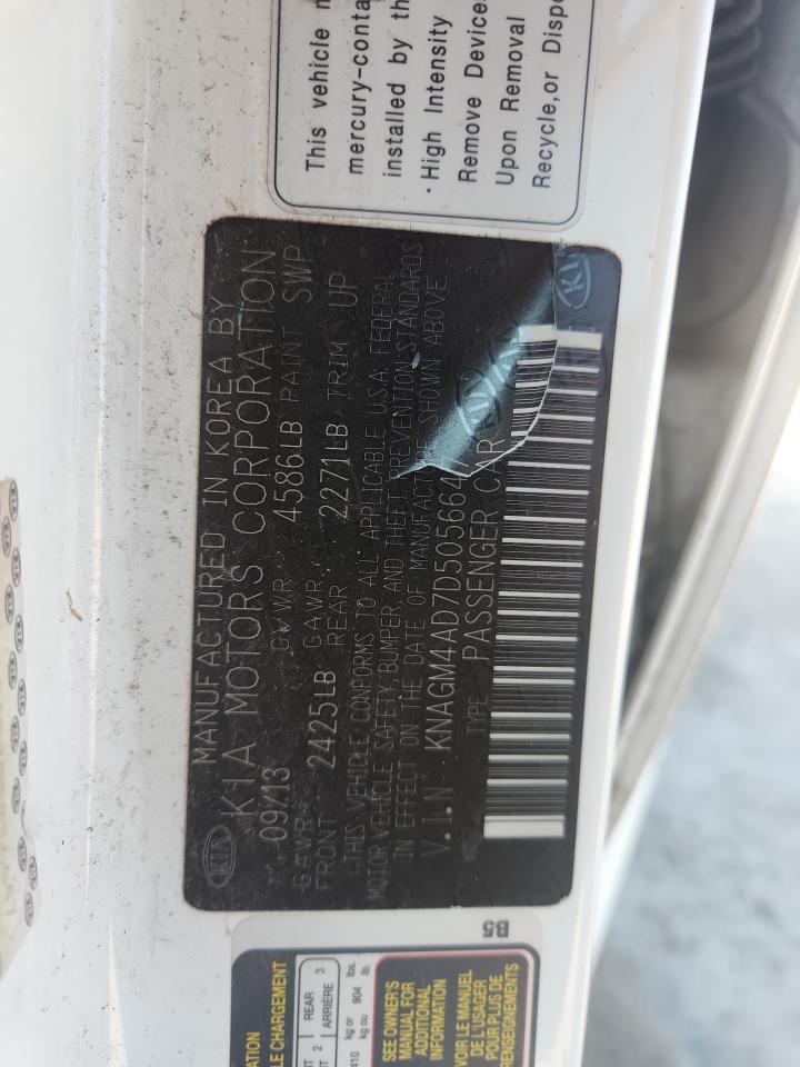 2013 Kia Optima Hybrid VIN: KNAGM4AD7D5056647 Lot: 71434185