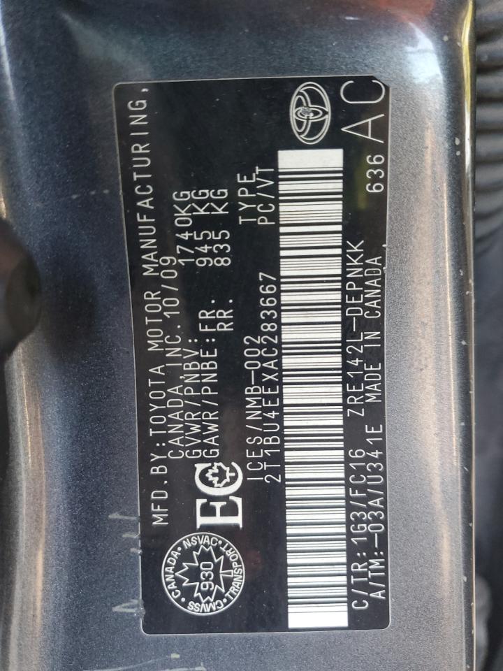 2010 Toyota Corolla Base VIN: 2T1BU4EEXAC283667 Lot: 69451705