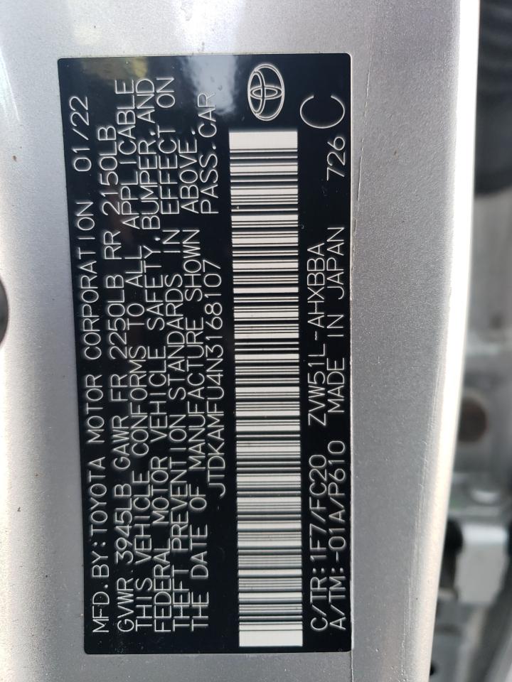 2022 Toyota Prius Night Shade VIN: JTDKAMFU4N3168107 Lot: 82113755