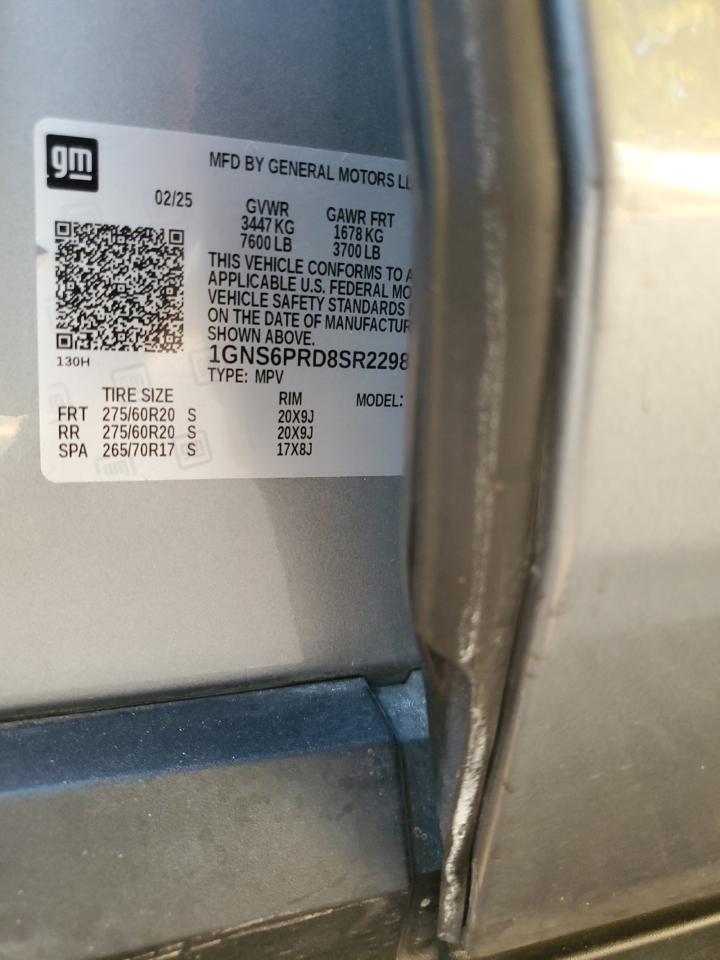 2025 Chevrolet Tahoe K1500 Z71 VIN: 1GNS6PRD8SR229845 Lot: 83933715