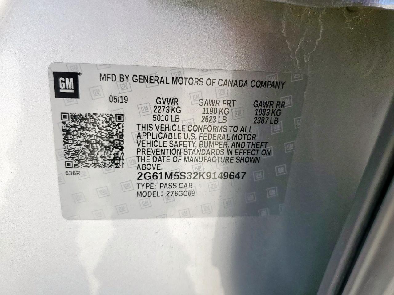 2019 Cadillac Xts Luxury VIN: 2G61M5S32K9149647 Lot: 80290385