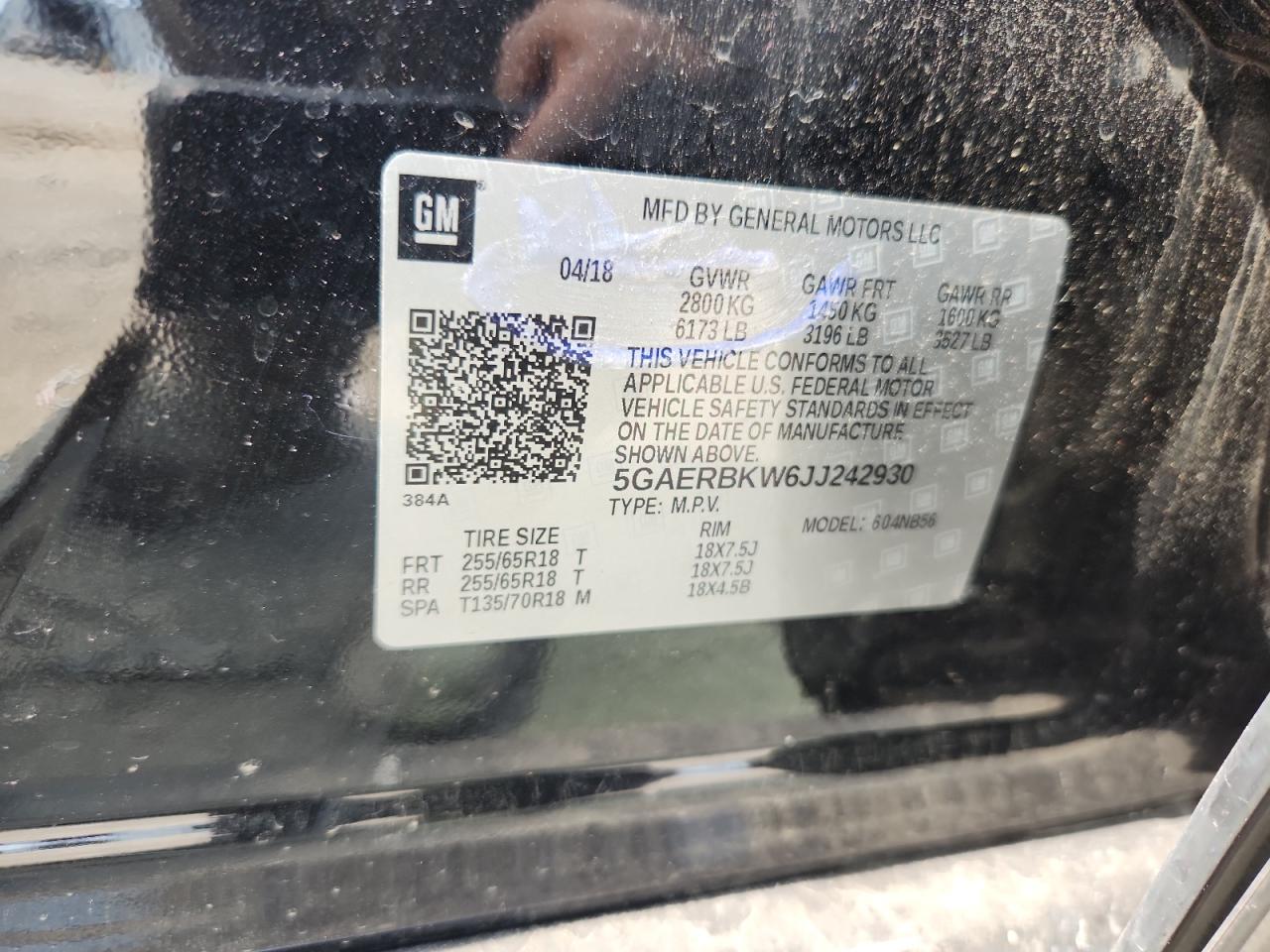 2018 Buick Enclave Essence VIN: 5GAERBKW6JJ242930 Lot: 80715195