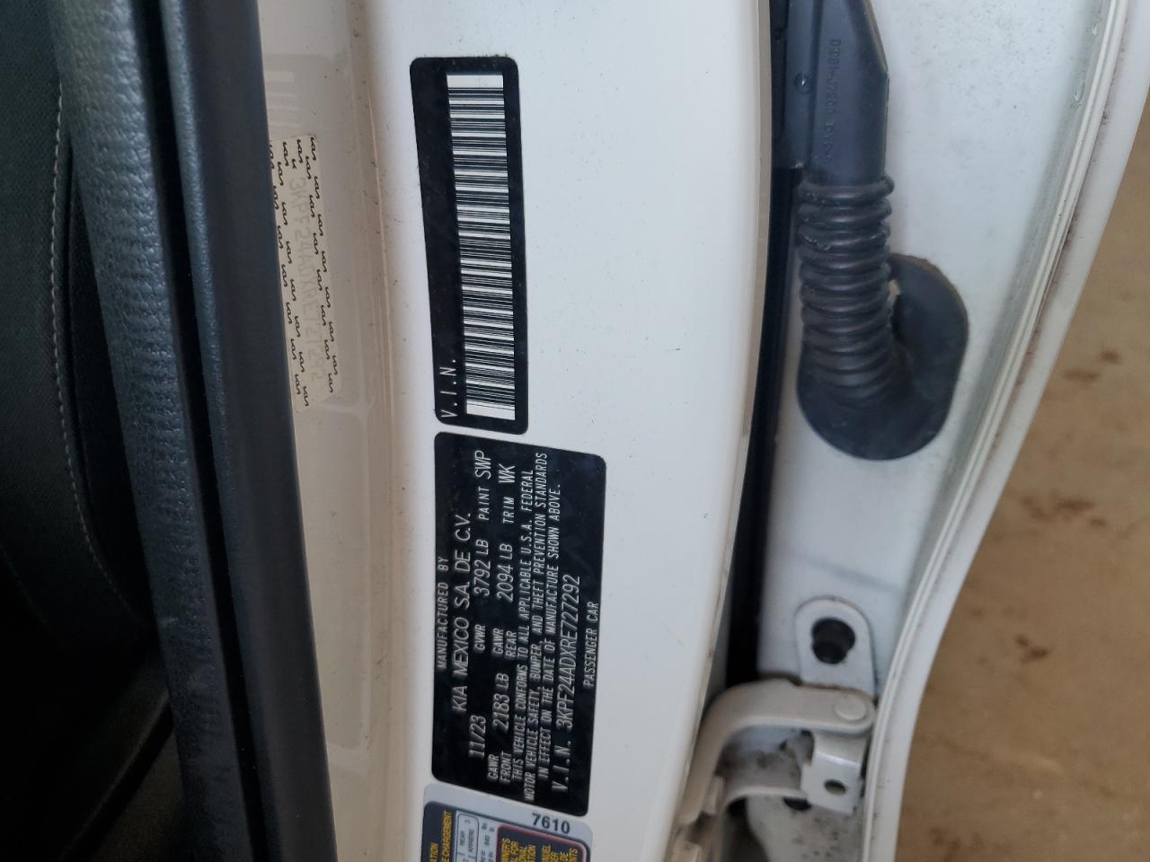 2024 Kia Forte Lx VIN: 3KPF24ADXRE727292 Lot: 83800355