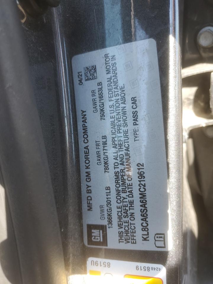 2021 Chevrolet Spark Ls VIN: KL8CA6SA6MC219612 Lot: 72032505