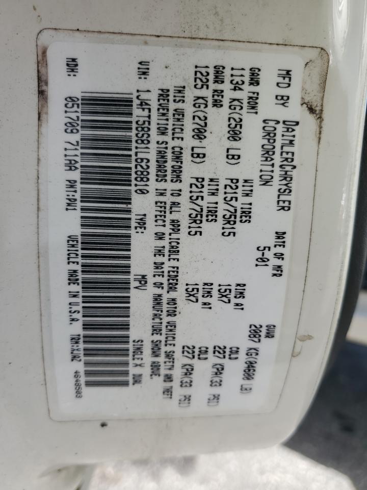 2001 Jeep Cherokee Classic VIN: 1J4FT58S81L628810 Lot: 80647275