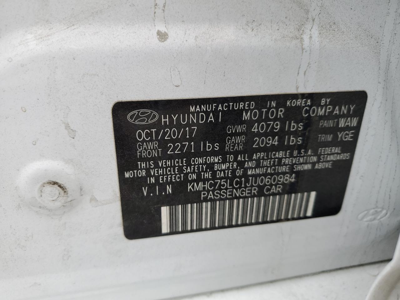 2018 Hyundai Ioniq Sel VIN: KMHC75LC1JU060984 Lot: 82147175