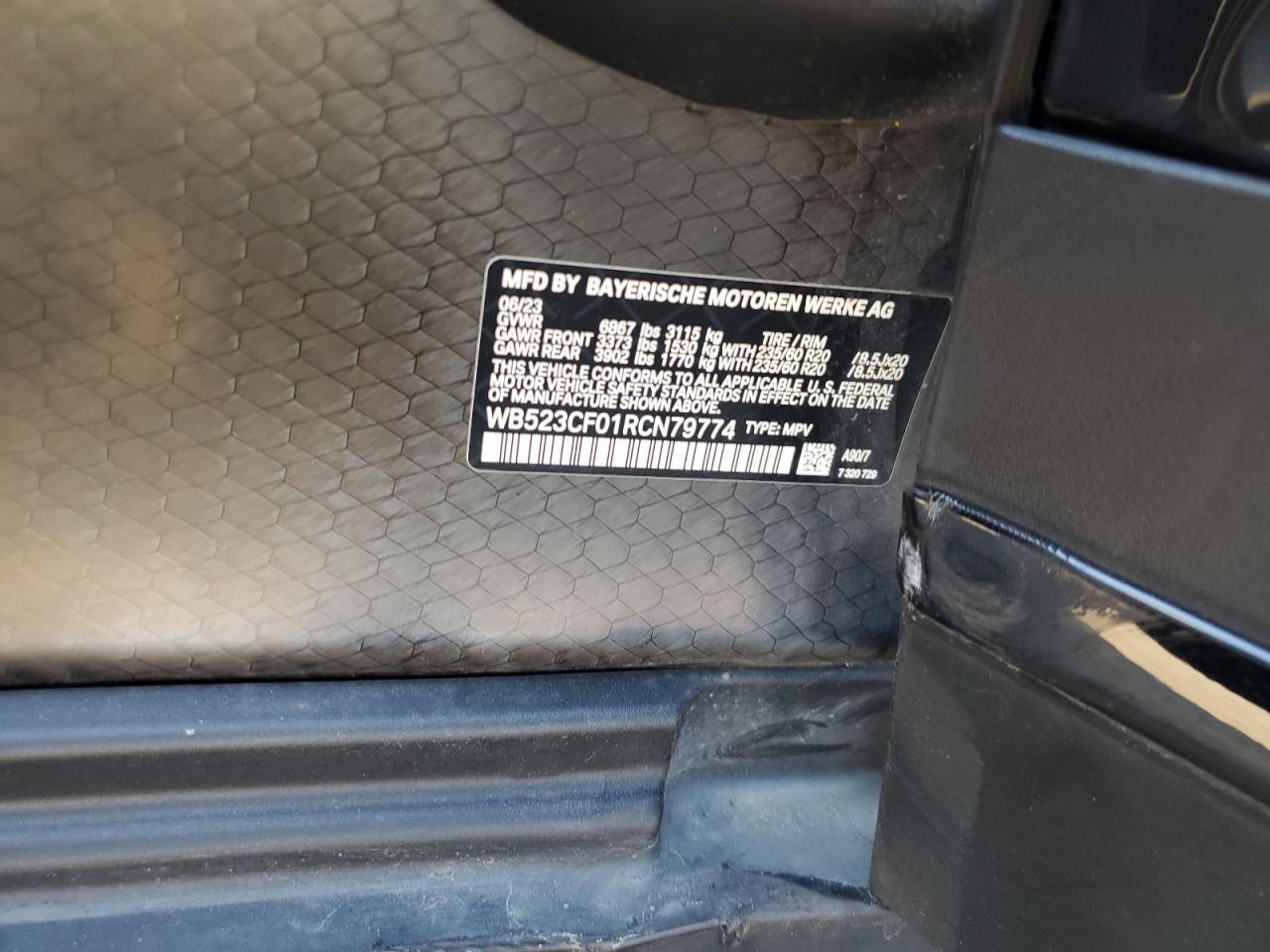 2024 BMW Ix xDrive50 VIN: WB523CF01RCN79774 Lot: 80433325