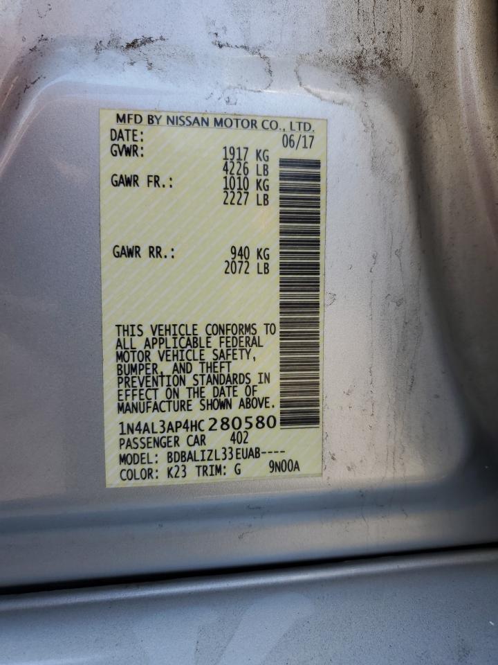 2017 Nissan Altima 2.5 VIN: 1N4AL3AP4HC280580 Lot: 71716355