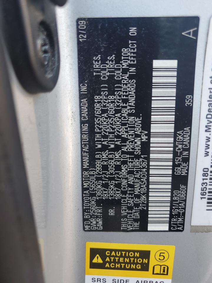 2010 Lexus Rx 350 VIN: 2T2BK1BA5AC043671 Lot: 81328525