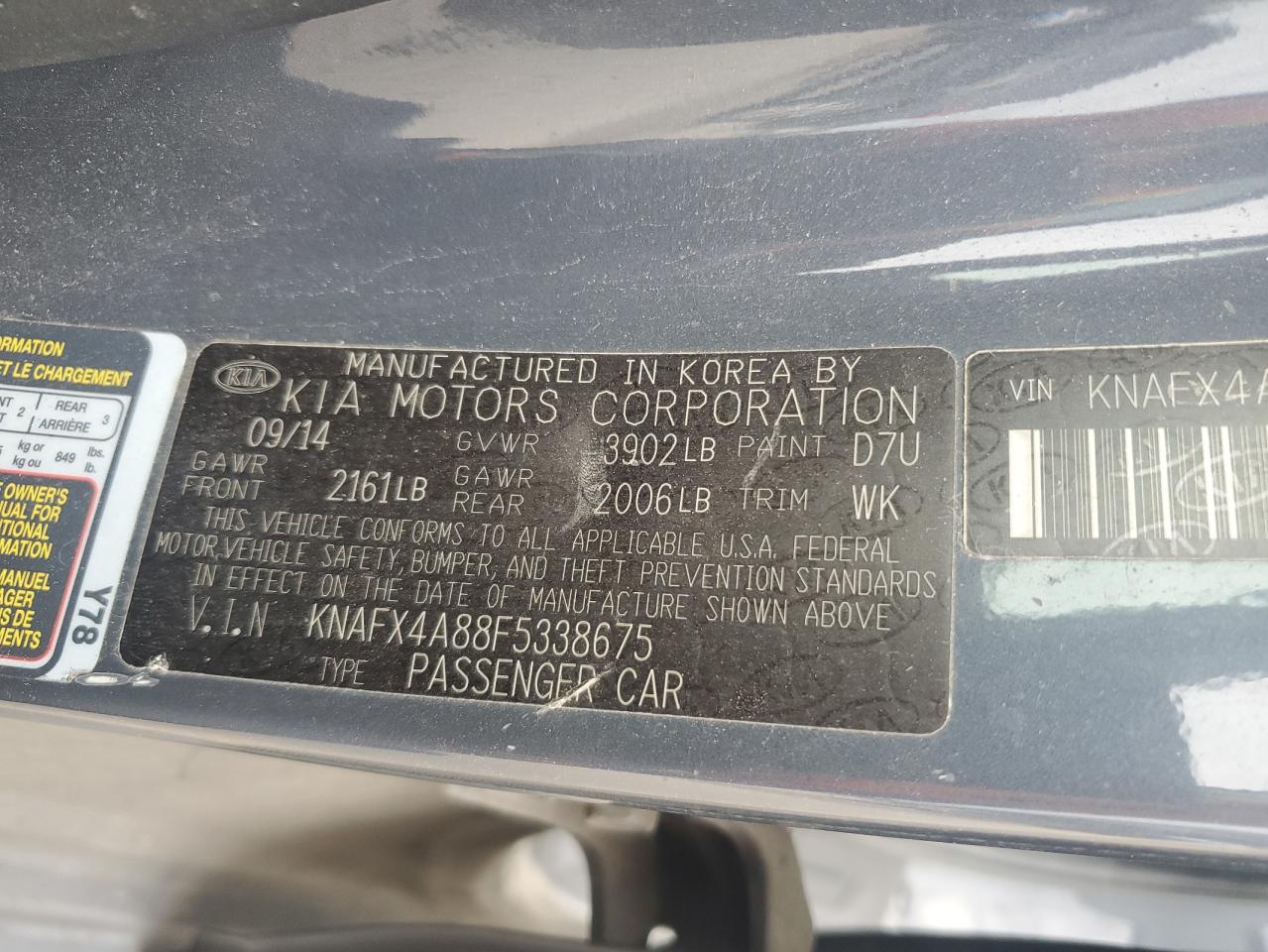 2015 Kia Forte Ex VIN: KNAFX4A88F5338675 Lot: 83776915