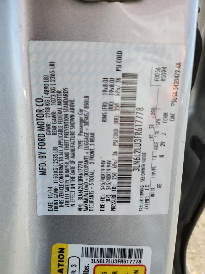 2015 Lincoln Mkz Hybrid VIN: 3LN6L2LU3FR617778 Lot: 80512495