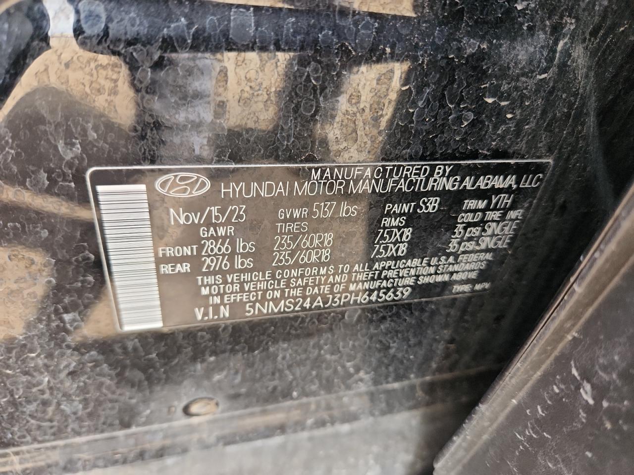 2023 Hyundai Santa Fe Sel VIN: 5NMS24AJ3PH645639 Lot: 70539135