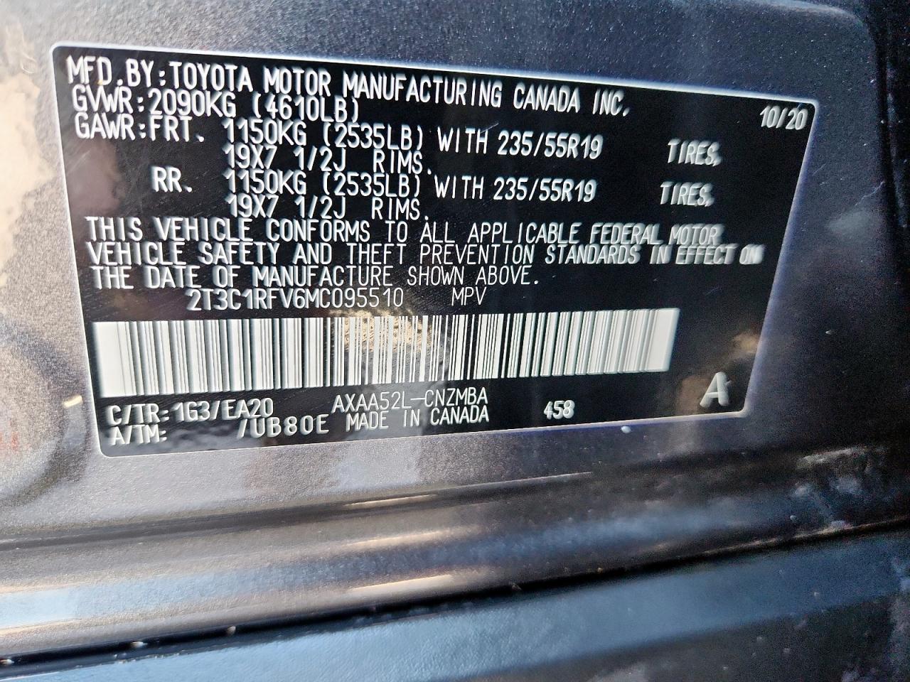 2021 Toyota Rav4 Xle Premium VIN: 2T3C1RFV6MC095510 Lot: 71084105