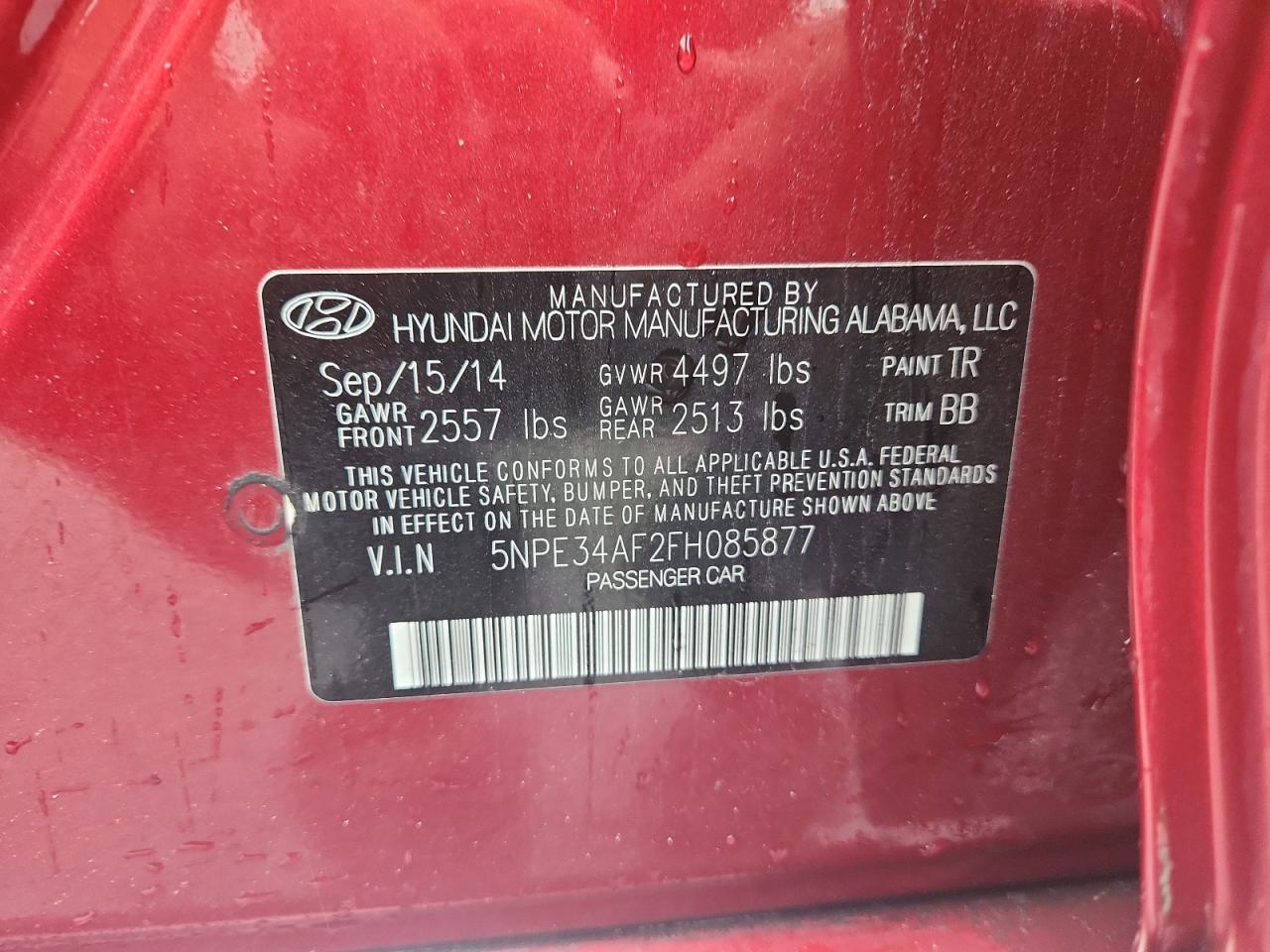 2015 Hyundai Sonata Sport VIN: 5NPE34AF2FH085877 Lot: 83779635