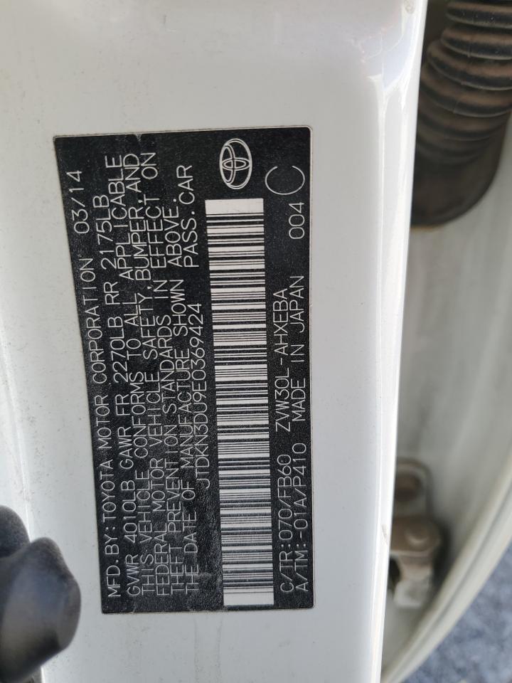 2014 Toyota Prius VIN: JTDKN3DU9E0369424 Lot: 80224235