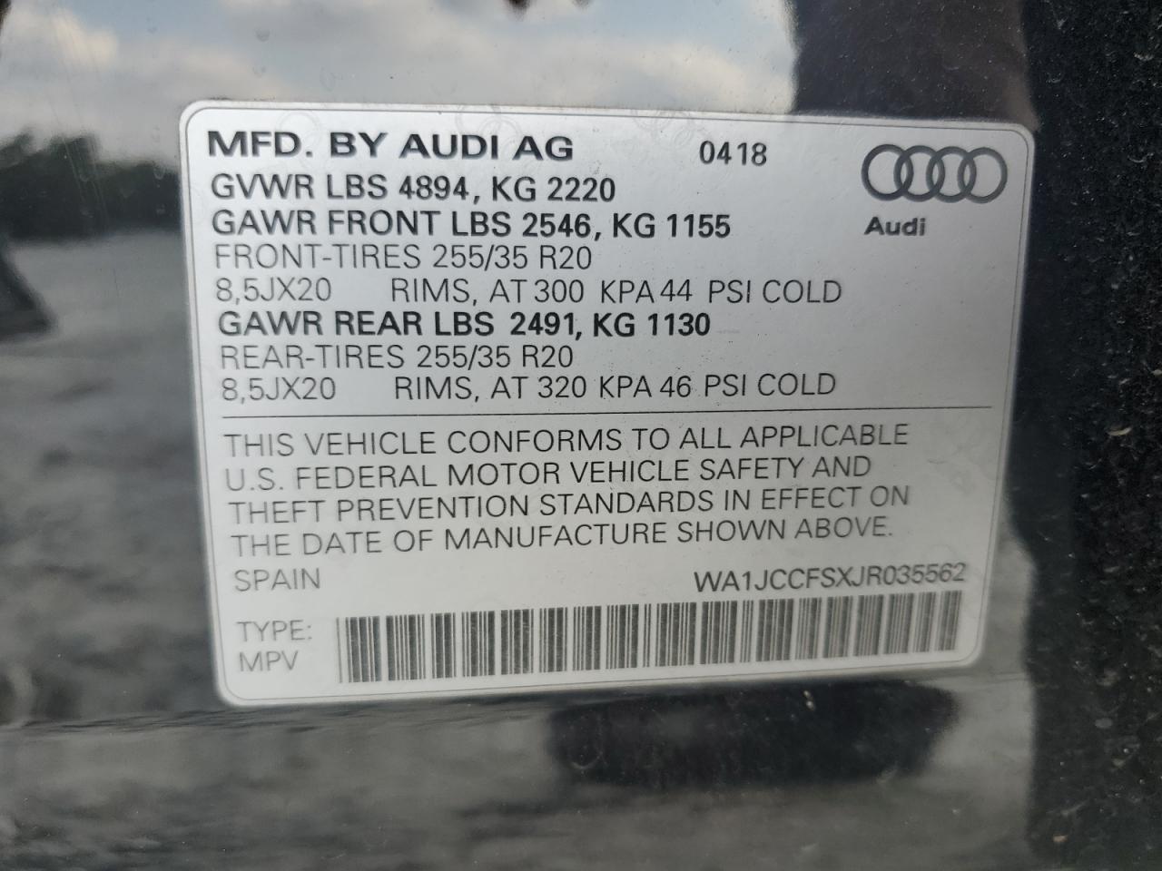 2018 Audi Q3 Premium Plus VIN: WA1JCCFSXJR035562 Lot: 80519195