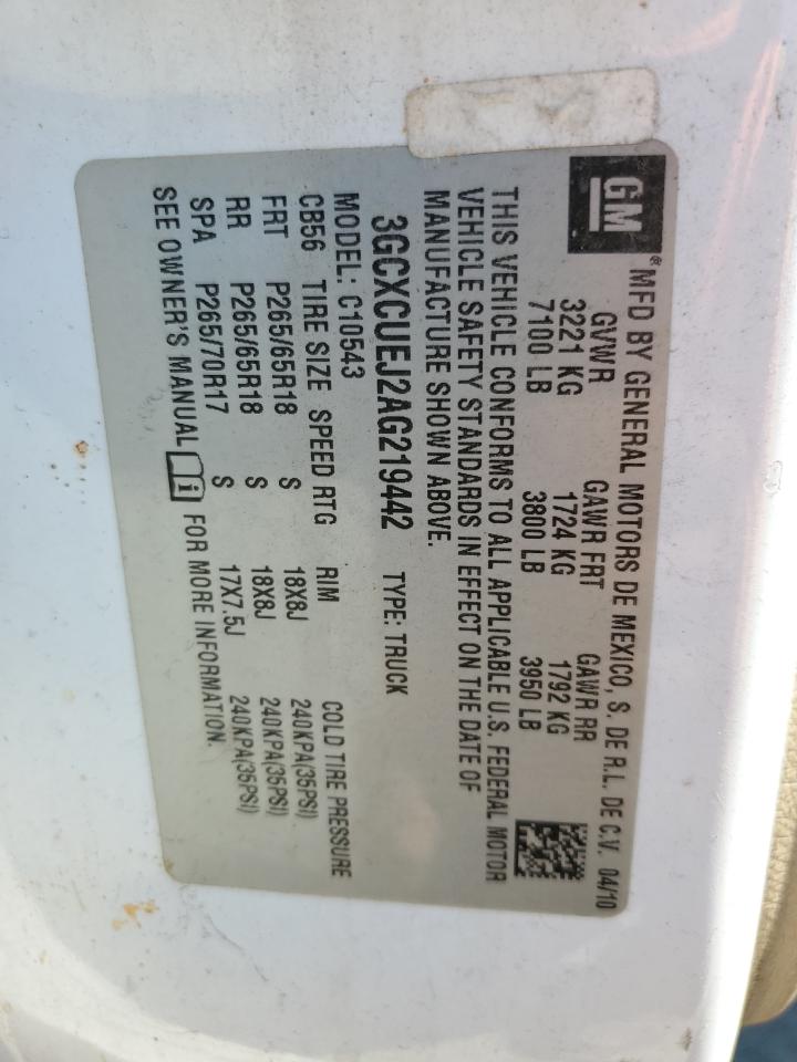 2010 Chevrolet Silverado C1500 Hybrid VIN: 3GCXCUEJ2AG219442 Lot: 81110045