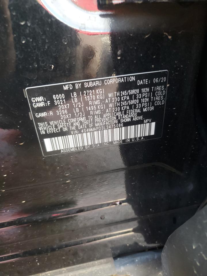 2020 Subaru Ascent Limited VIN: 4S4WMAPD3L3475086 Lot: 84438175