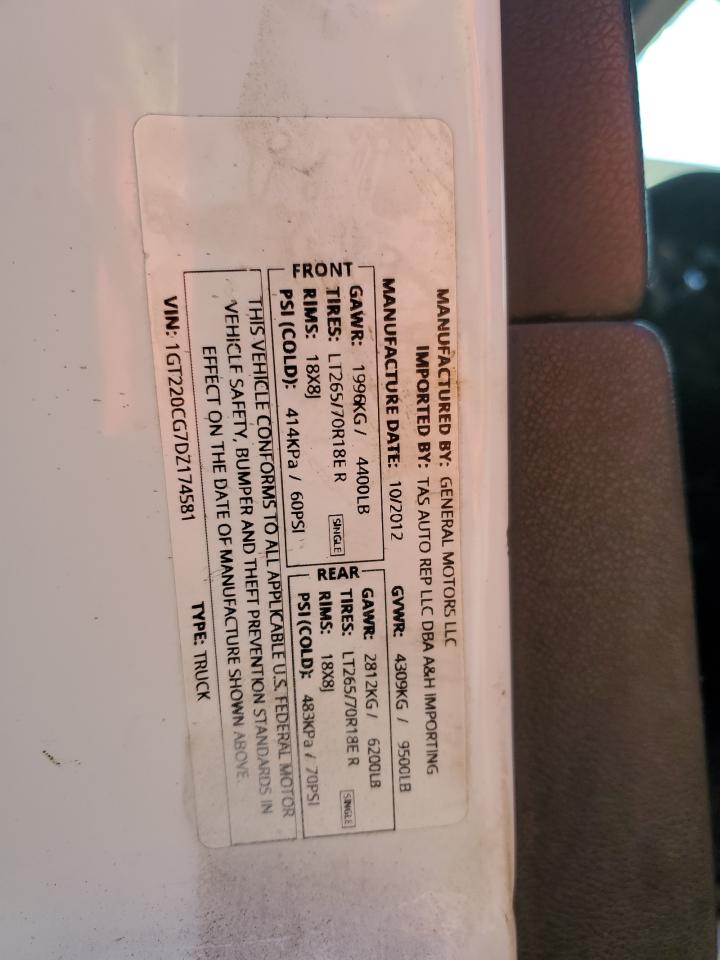 2013 GMC Sierra K2500 Sle VIN: 1GT220CG7DZ174581 Lot: 80629815