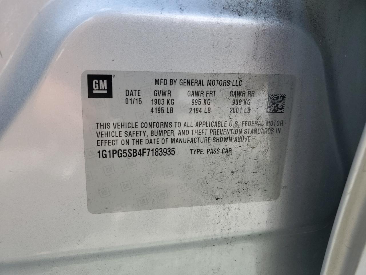 2015 Chevrolet Cruze Ltz VIN: 1G1PG5SB4F7183935 Lot: 84209825