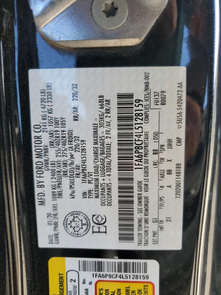 2020 Ford Mustang Gt VIN: 1FA6P8CF4L5128159 Lot: 71476605