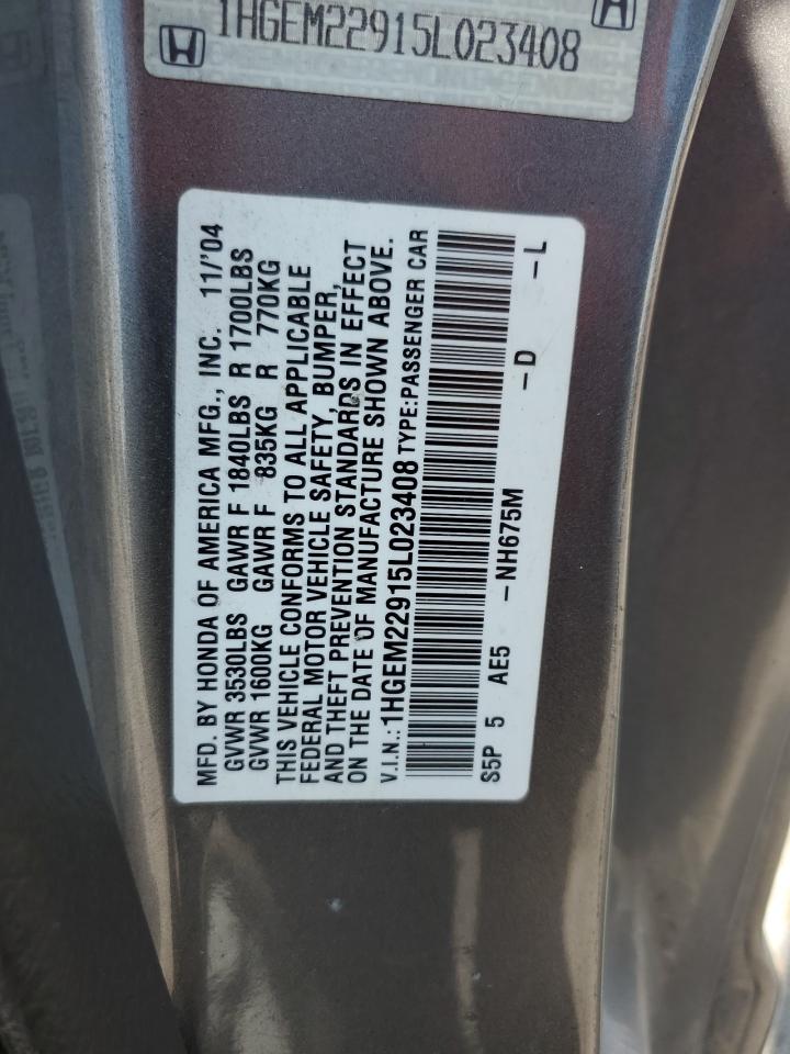 2005 Honda Civic Ex VIN: 1HGEM22915L023408 Lot: 71130945