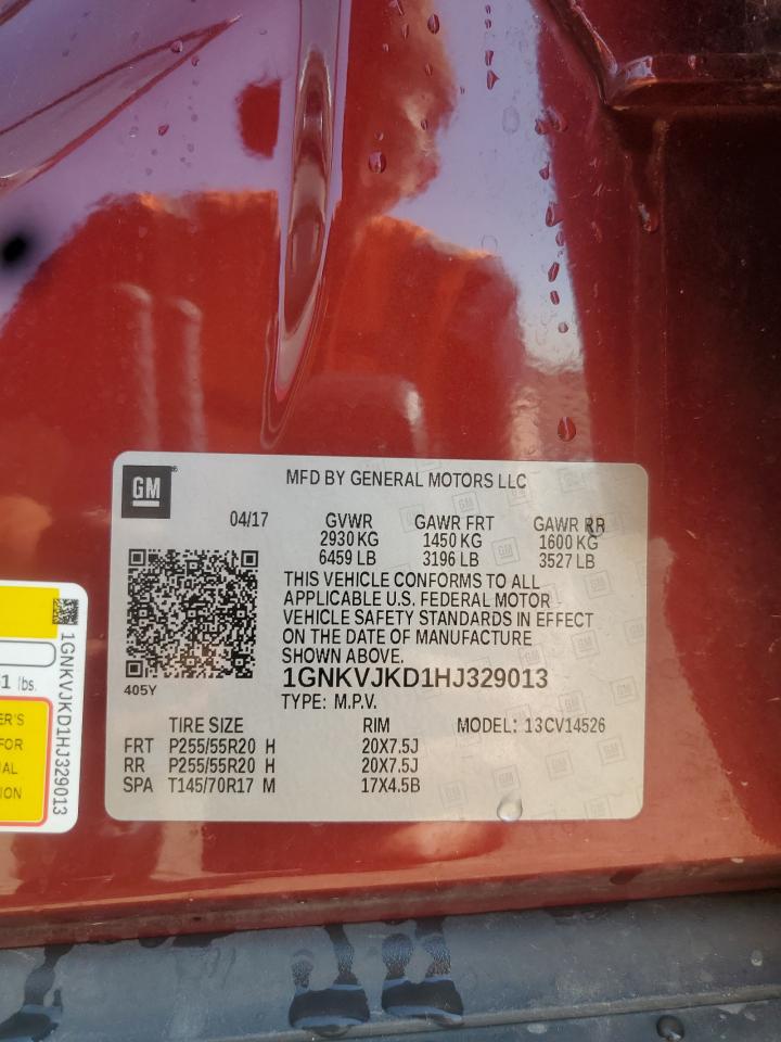 2017 Chevrolet Traverse Premier VIN: 1GNKVJKD1HJ329013 Lot: 80823735