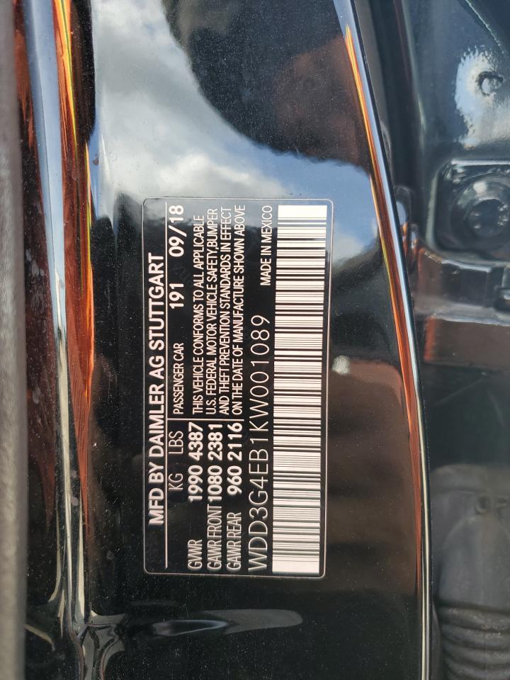 2019 Mercedes-Benz A 220 VIN: WDD3G4EB1KW001089 Lot: 84418025