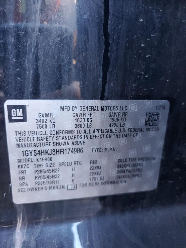 2017 Cadillac Escalade Esv Luxury VIN: 1GYS4HKJ3HR174986 Lot: 81282555