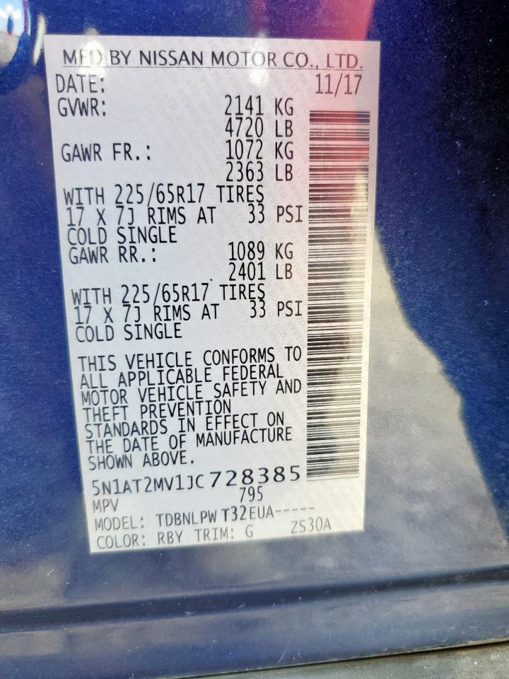 2018 Nissan Rogue S VIN: 5N1AT2MV1JC728385 Lot: 80853055