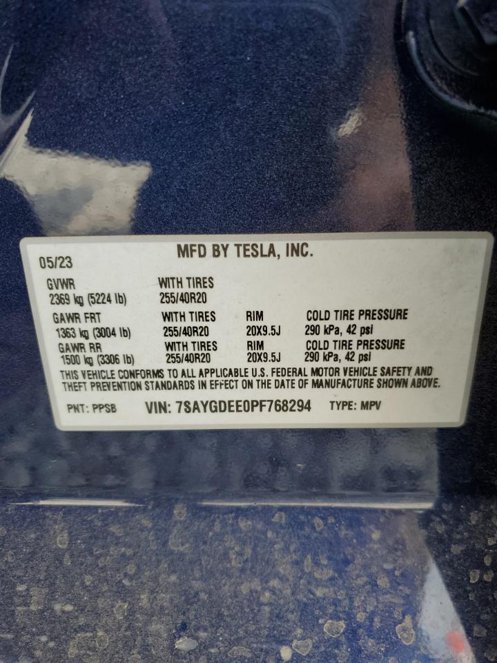 2023 Tesla Model Y VIN: 7SAYGDEE0PF768294 Lot: 81727715