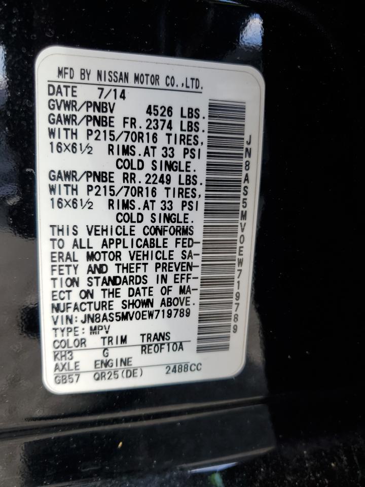 2014 Nissan Rogue Select S VIN: JN8AS5MV0EW719789 Lot: 80647805