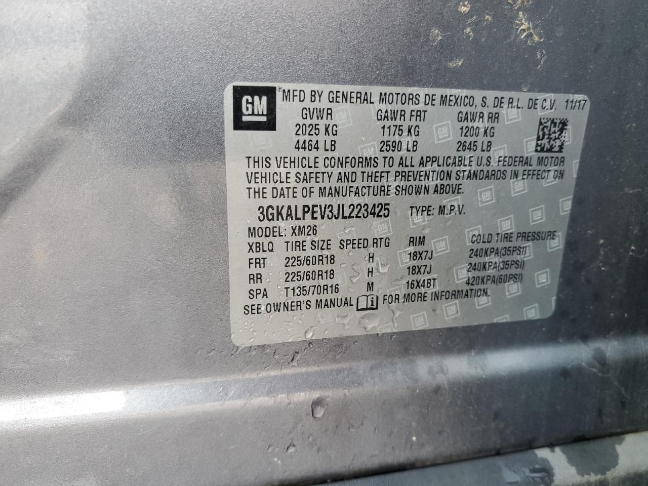 2018 GMC Terrain Slt VIN: 3GKALPEV3JL223425 Lot: 81495245