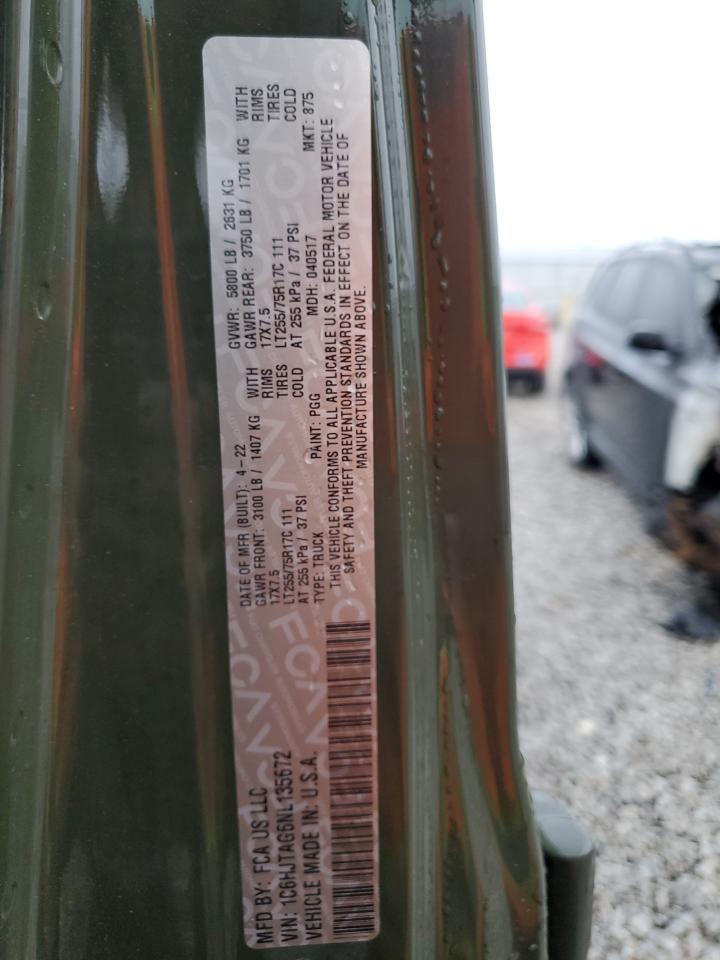 2022 Jeep Gladiator Sport VIN: 1C6HJTAG6NL135672 Lot: 81495115