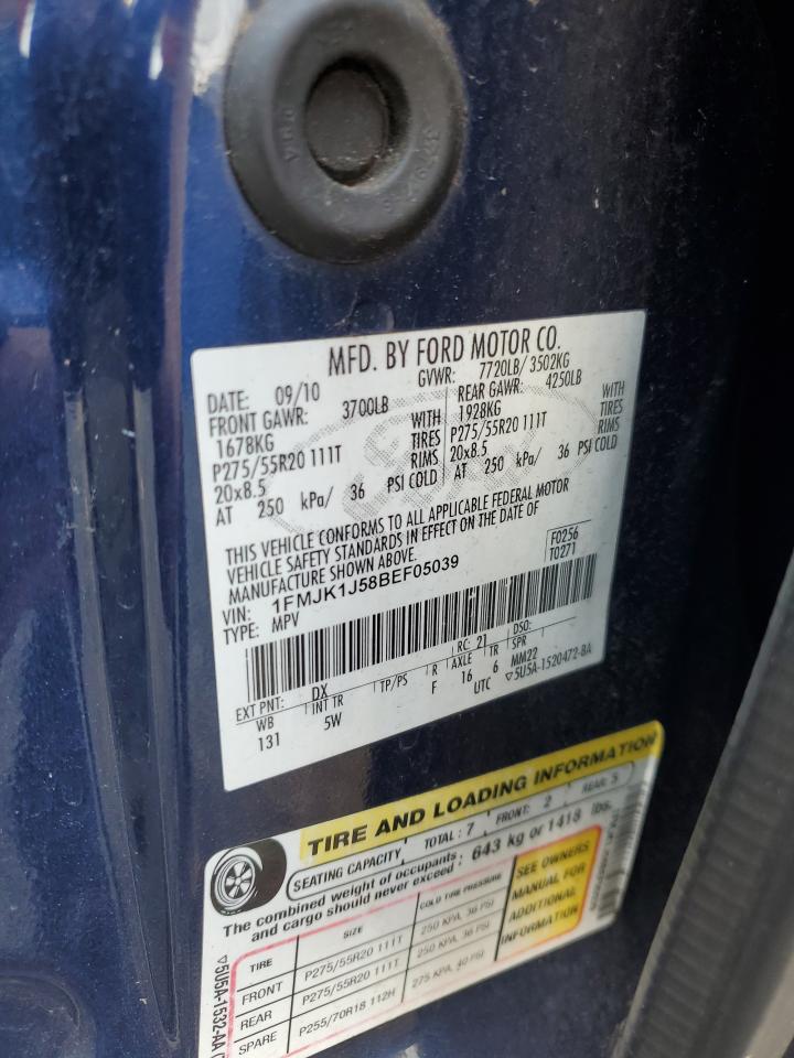 2011 Ford Expedition El Xlt VIN: 1FMJK1J58BEF05039 Lot: 81451935