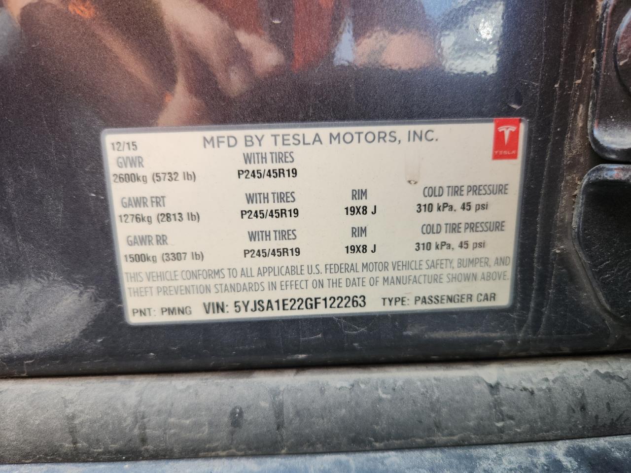 2016 Tesla Model S VIN: 5YJSA1E22GF122263 Lot: 84033855