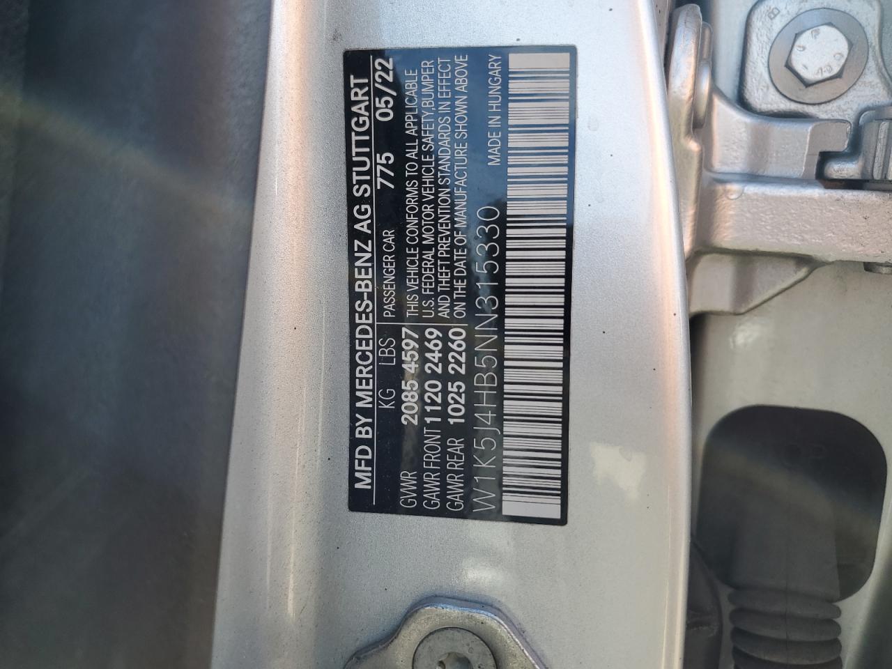 2022 Mercedes-Benz Cla 250 4Matic VIN: W1K5J4HB5NN315330 Lot: 71238815