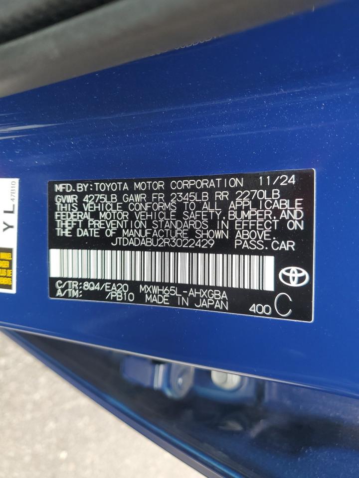 2024 Toyota Prius Le VIN: JTDADABU2R3022429 Lot: 83840085