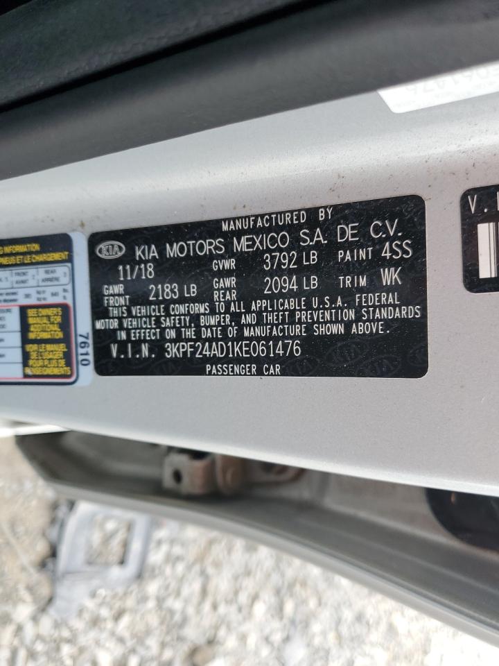 2019 Kia Forte Fe VIN: 3KPF24AD1KE061476 Lot: 83780175