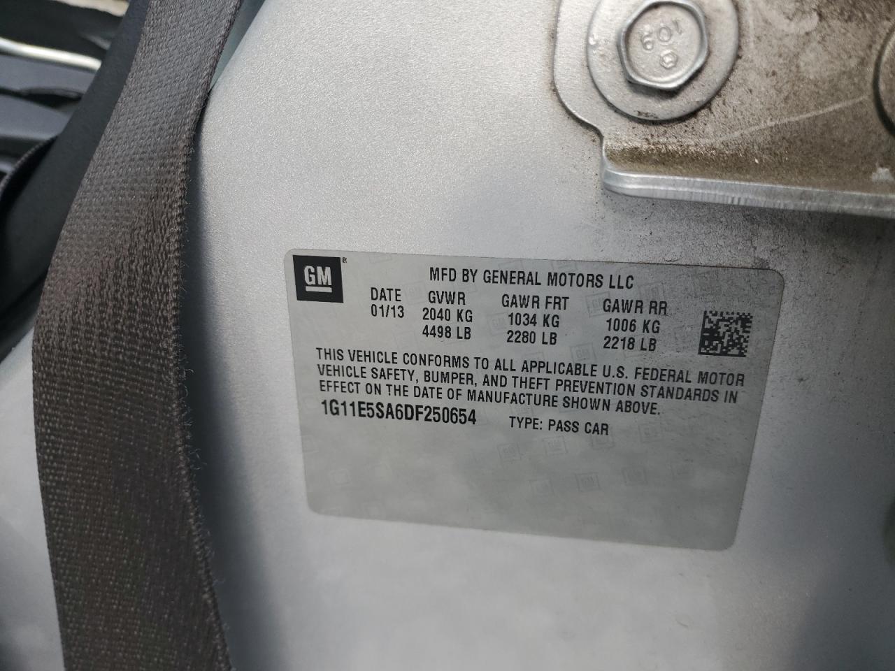 2013 Chevrolet Malibu 2Lt VIN: 1G11E5SA6DF250654 Lot: 71659965